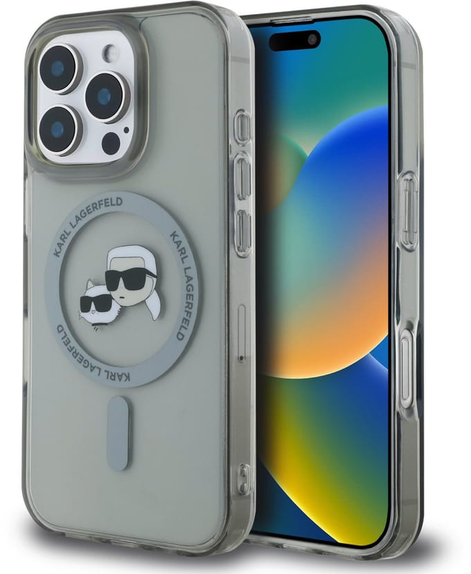 Karl Lagerfeld IML Metal Karl&Choupette Head MagSafe Case for iPhone 16 Pro Max - Black