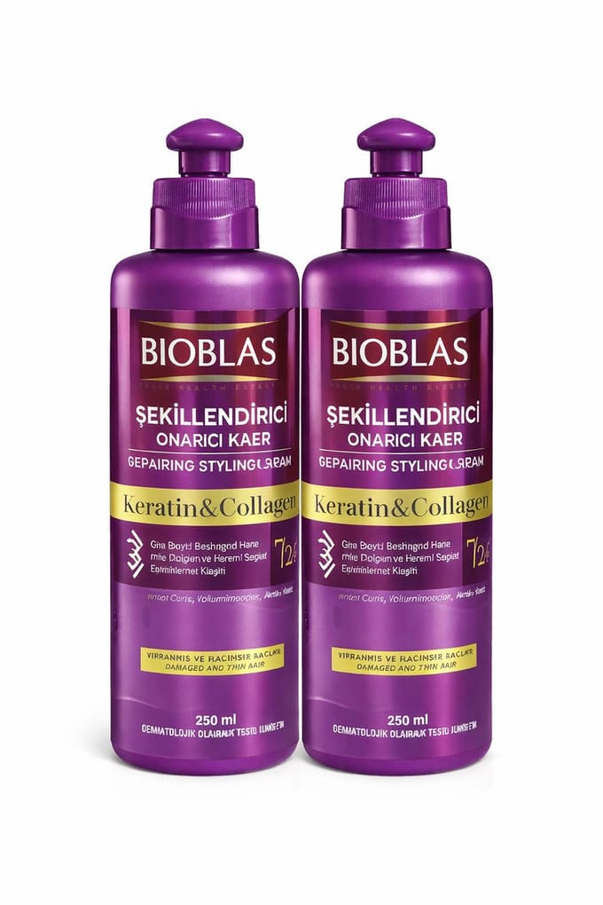 Bioblas Keratin & Collagen Styling Conditioner – Herstellende Stylingcrème – 2 x 250 ml