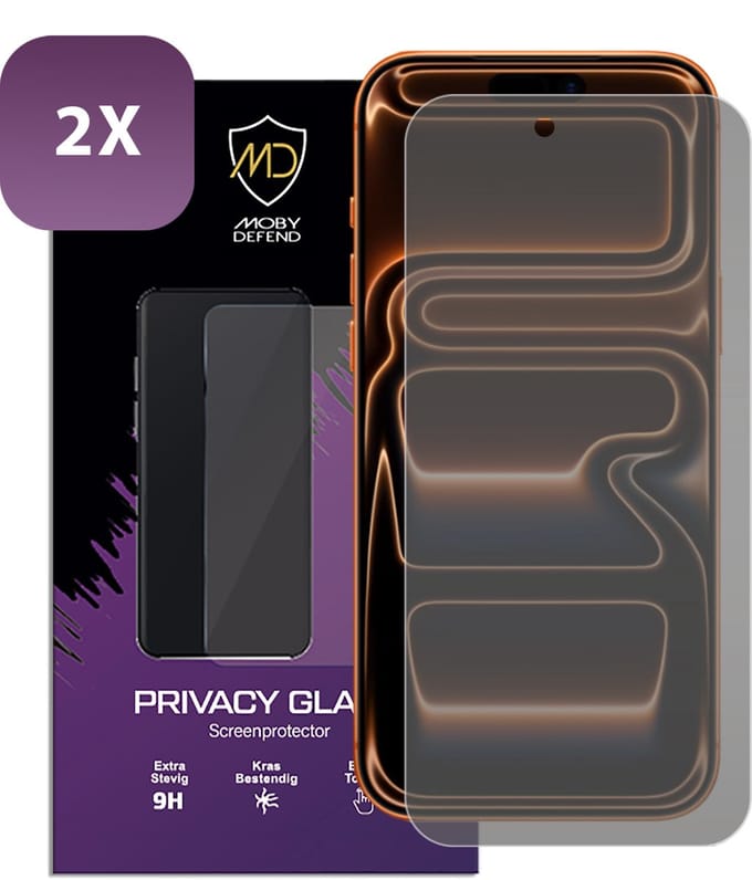 2-Pack MobyDefend Screenprotectors - Geschikt voor iPhone 17 Pro Max - Matte Privacy Glass Screensavers