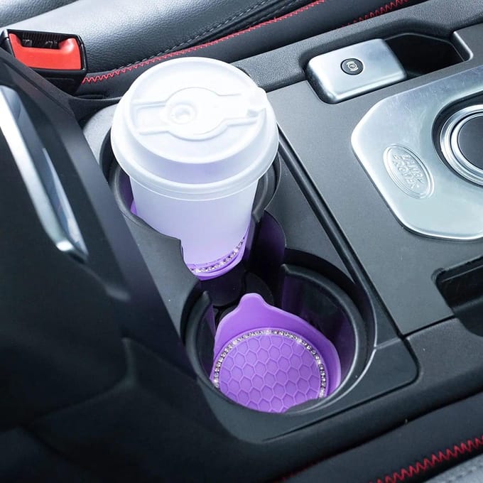 Auto Cup Coaster Universele antislip bekerhouders Bling Strass auto-interieuraccessoires paars