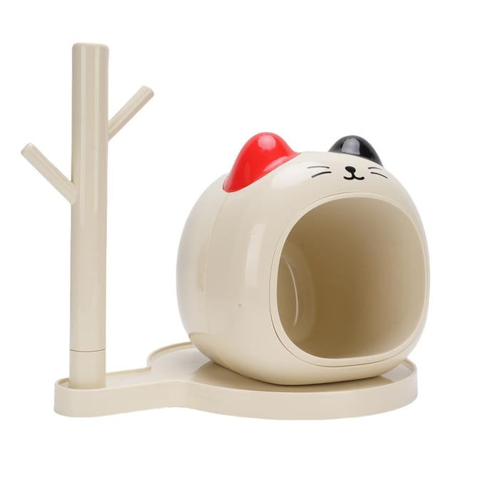 Sleutelbakje met Boomtak Standaard Lieflijke Kat Vorm Antislip Basis Plastic Sleutelhouder voor Entreetafel beige