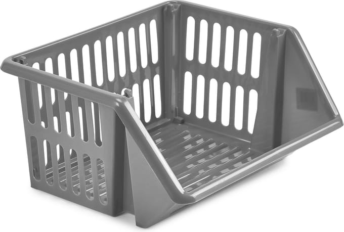 Whitefurze Mand/organiser - stapelbaar - grijs - 35 x 29 x 17 cm
