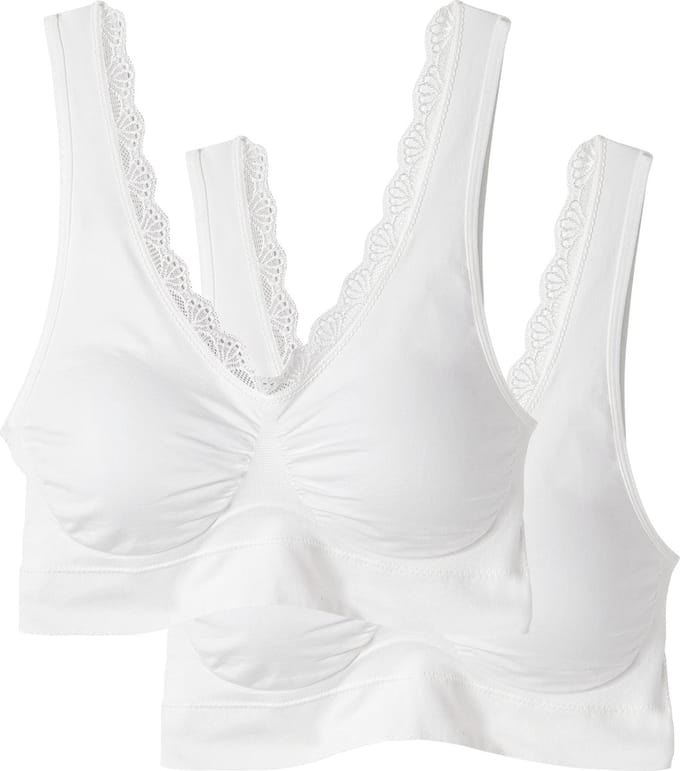 Damart - Set van 2 naadloze behatops met kant - Dames - Wit - L
