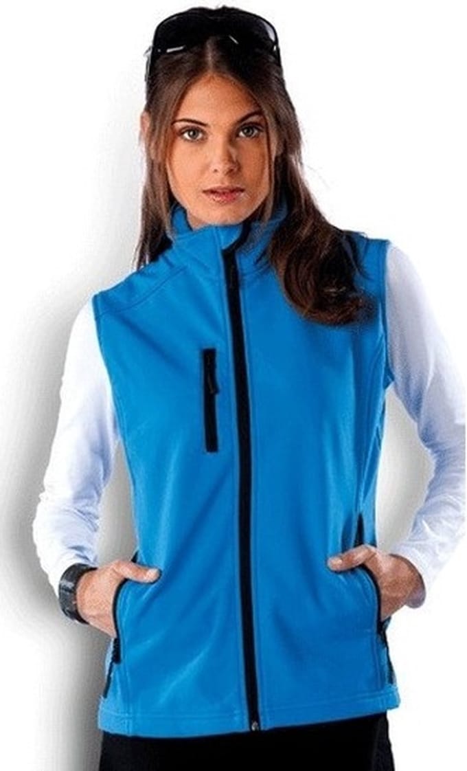 Kariban Softshell bodywarmer voor dames - Blauw - Waterproof - sportief vest - ritssluitingen M