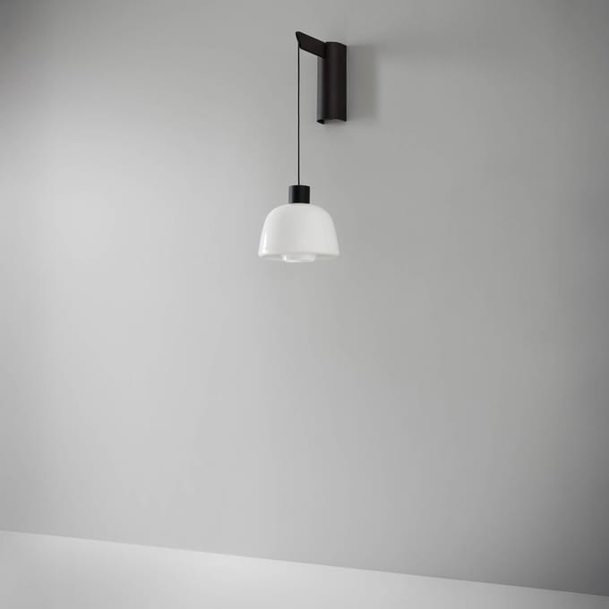 Bover LED wandlamp Drep A/01, opaalwit, glas, 2.700 K