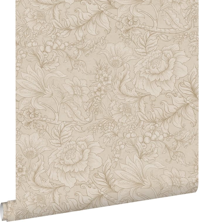 ESTAhome behang bloemmotief beige - 53 cm x 10.05 m - 139795
