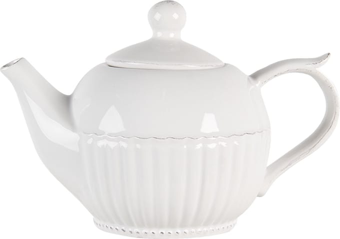 Clayre & Eef Theepot 750 ml Wit Dolomiet