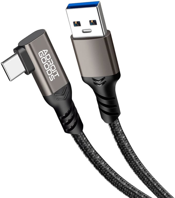AdroitGoods VR Link Kabel 0.5m – 10Gbps USB-A naar USB-C voor Oculus Quest - USB 3.2
