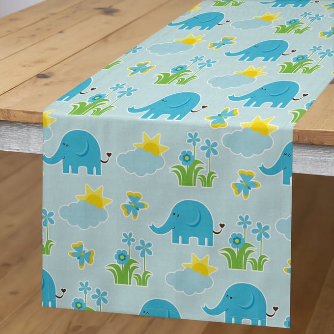 ABAKUHAUS Tafelrok – Kleuterschoololifanten, 40x225 cm, Polyester