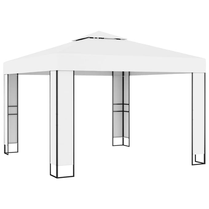 vidaXL - Prieel - met - dubbel - dak - 3x3 - m - wit