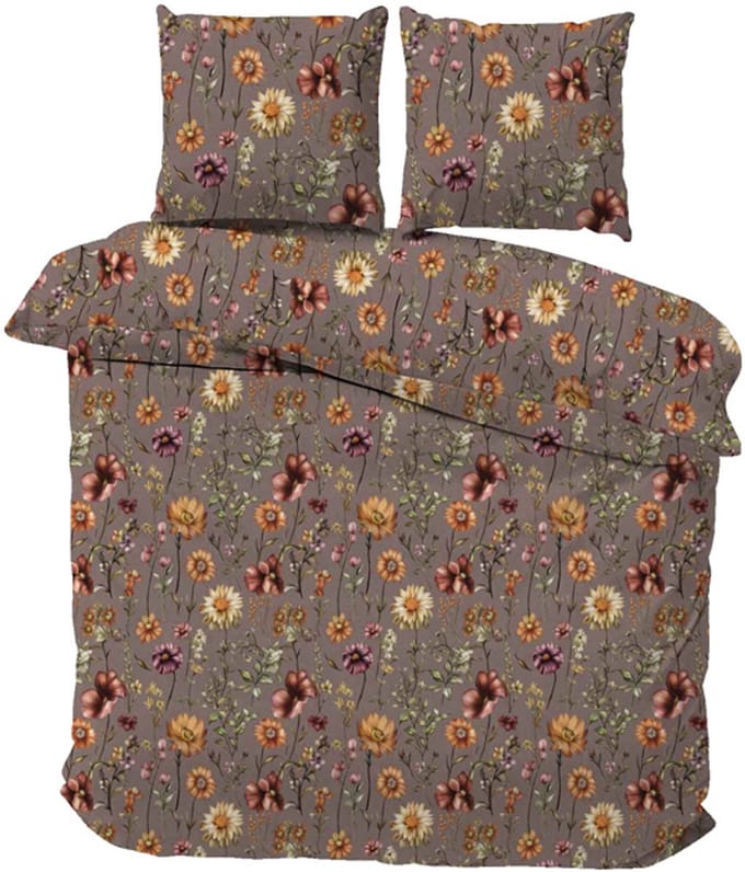iSleep Dekbedovertrek Jessica - Eenpersoons - 140x200/220 cm - Bruin