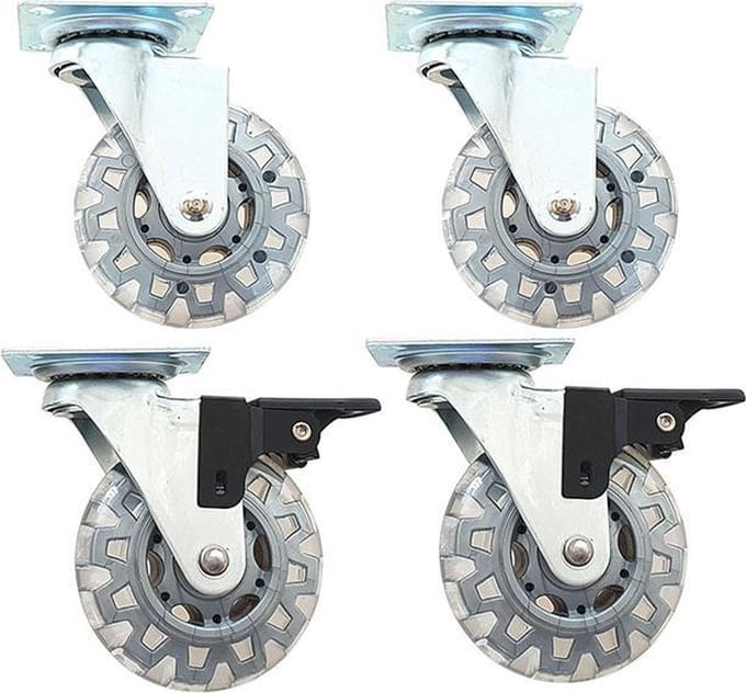 Meubelwiel set 75mm 2+rem, 2-rem 45kg/wiel