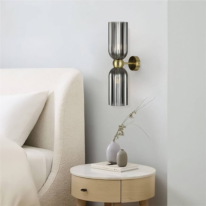 Maytoni wandlamp Antic, 2-lamps, goud/grijs, glas