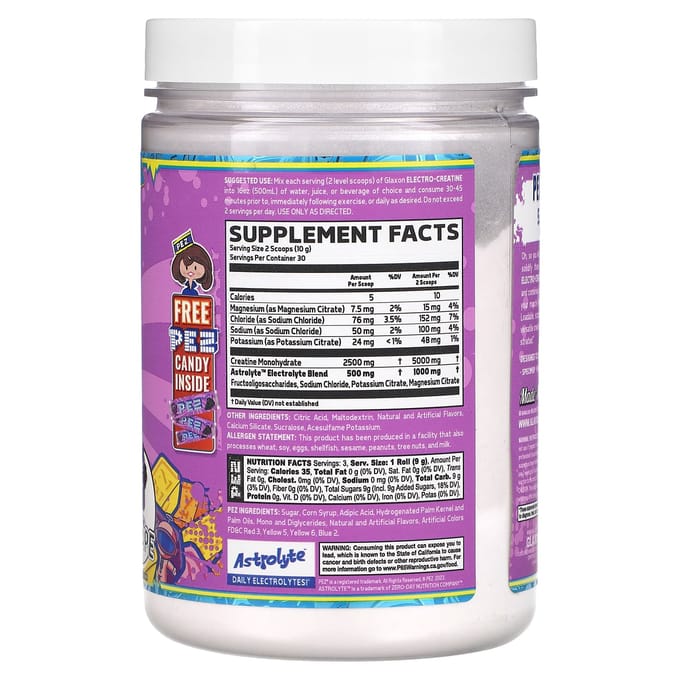 Glaxon, Pez Electro Creatine, Saveur Raisin, 10,5 oz (300 grammes)