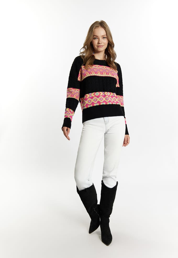 IZIA Jumper Dames Zwart Veelkleurig