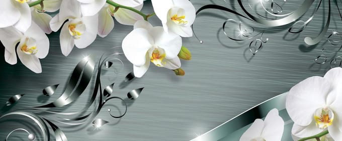 Pattern Flowers Orchids Photo Wallcovering