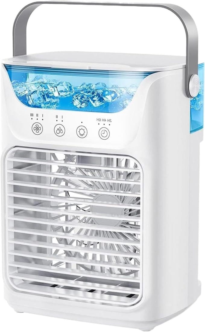 Draagbare Ventilator - Mistkoeler Airco - Persoonlijke Koeling - Water Spray Functie - 15x19x15 cm - Multicolor