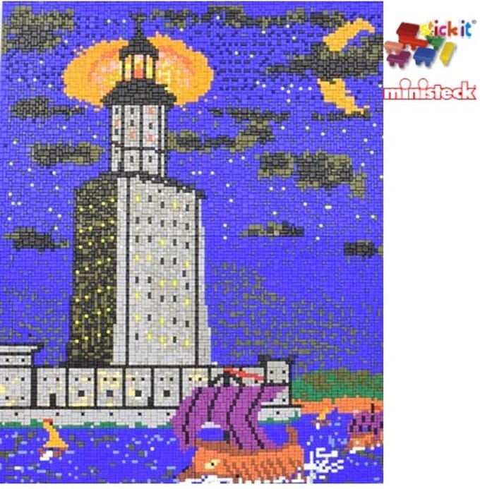 Stick-it antieke vuurtoren, ca. 9.700 steentjes, compatible met Ministeck