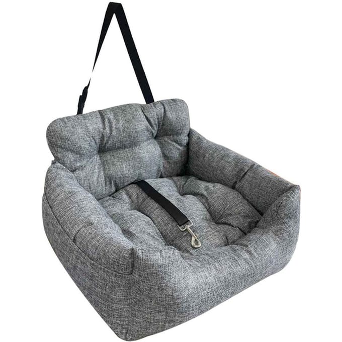 Autostoel voor honden met veiligheidsriem Autoverhogers voor kleine/middelgrote honden of katten Universeel Single Seat grijs