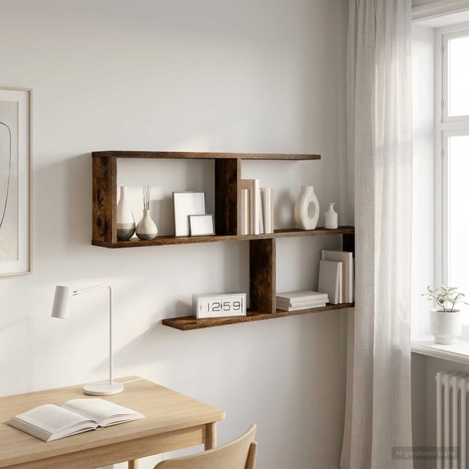 vidaXL - Wandplank - Gerookt - eiken - 100 - x - 12 - x - 50,5 - cm - Bewerkt - hout