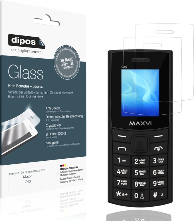 dipos – 2x Pantserfolie geschikt voor Maxvi C40 | 9H Screenprotector