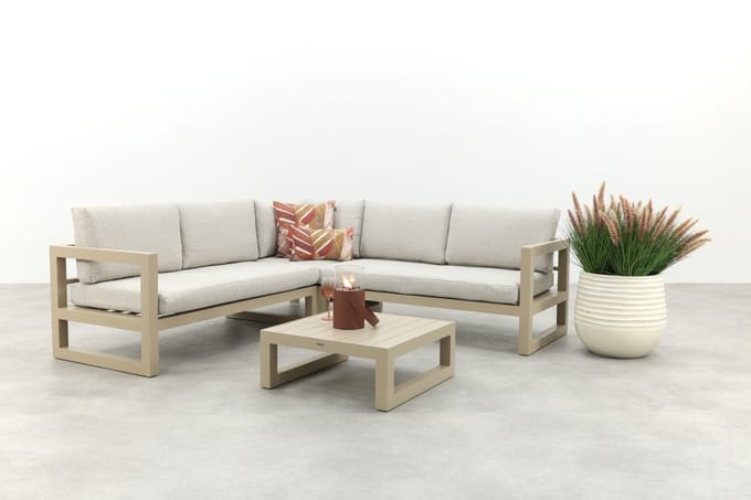 Divan aluminium loungeset - hoekbank - Latte/Beige