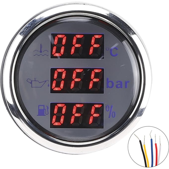 2 inch 3-in-1 Meter Koelwater Temperatuur Oliedruk Brandstofniveau Meter Europese Standaard 0‑190 Ohm White dial black