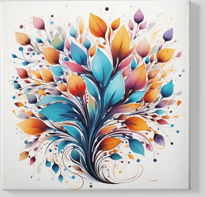 Vierkant Canvas Schilderij - Kleurrijke Plant - 100x100x2 cm