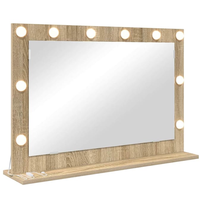 vidaXL - Make-up - Spiegel - Sonoma - Eik - 80 - x - 55 - x - 18 - cm - Rechthoekig