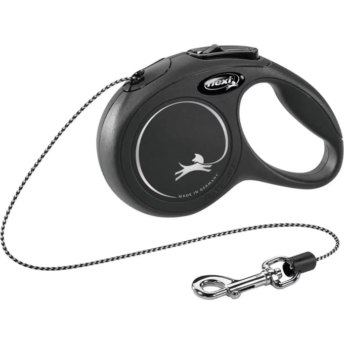 Flexi New Classic Koord - Hondenriem - Zwart - XS - 3 m - <8 kg