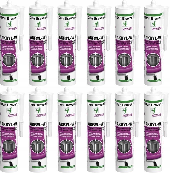 Lot de 12 Den Braven Silicone - Acrylique W blanc 280 ml