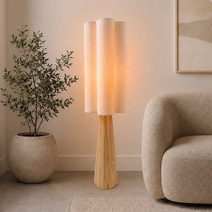 Milton & Oldbrook Vloerlamp Bacau Wit Bouclé