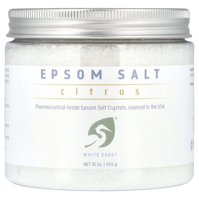 White Egret Personal Care, Epsom Salt, Citrus, 16 oz (454 g) white