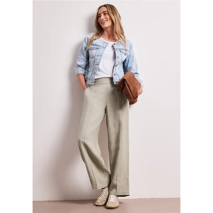 High Waist linnen broek met Wide Legs