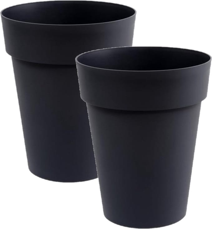 EDA Toscane Bloempot - 3x - kunststof - antraciet - D44 x H53 cm