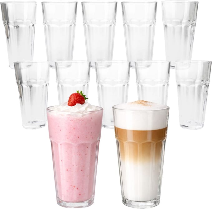 12-delige set QUEEN Latte Macchiato glazen stapelbaar van glas - 27022041