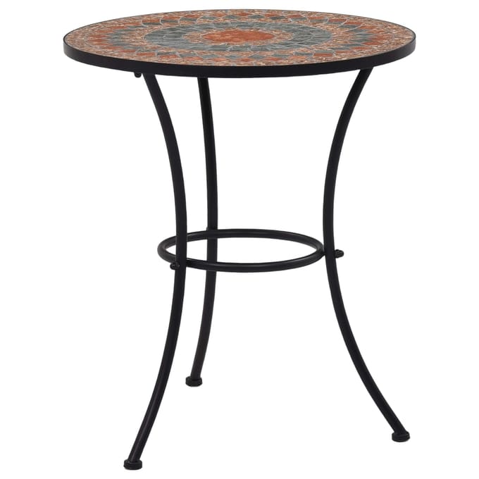 vidaXL - Bistrotafel - mozaïek - 60 - cm - keramiek - oranje - en - grijs
