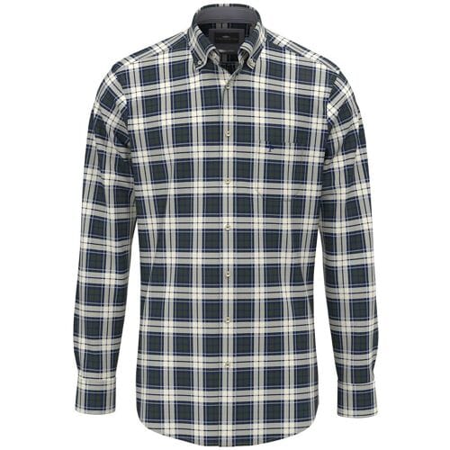 Fynch-Hatton Overhemd Poplin Check Button-Down Dark Ivy / male