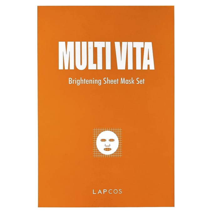 Lapcos, Multi Vita Brightening Beauty Sheet Mask Set, 5 sheets, 25 ml (0.84 fl oz) each brown
