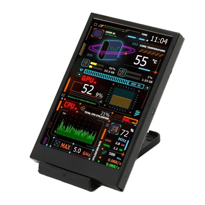 Computer Temp Monitor 3,5 Inch IPS Dimbaar Dubbele USB C Thema-editor Aanpasbare PC CPU Gegevensmonitor voor GPU RAM Tijd