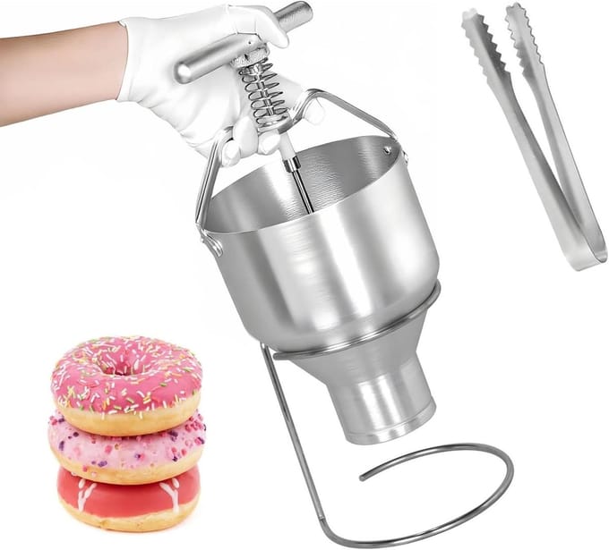 Donut Maker - Beslag Dispenser - Bakken Thuis - Verstelbare Dikte - 5L Trechter - Zilver