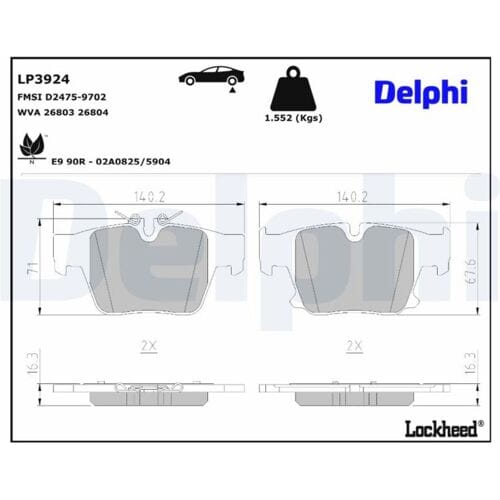 Remblokset, schijfrem DELPHI LP3924