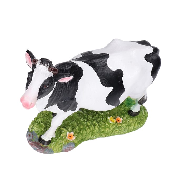Dierenfiguren Beeld Hars Miniatuur Koe Figuurtjes voor Desktop Tuindecoratie black