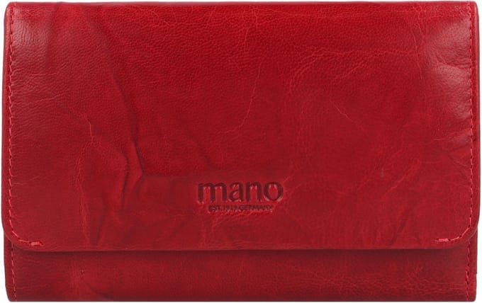 mano Leren Portemonnee Donna Aurona Wallet with Zip Red Rood