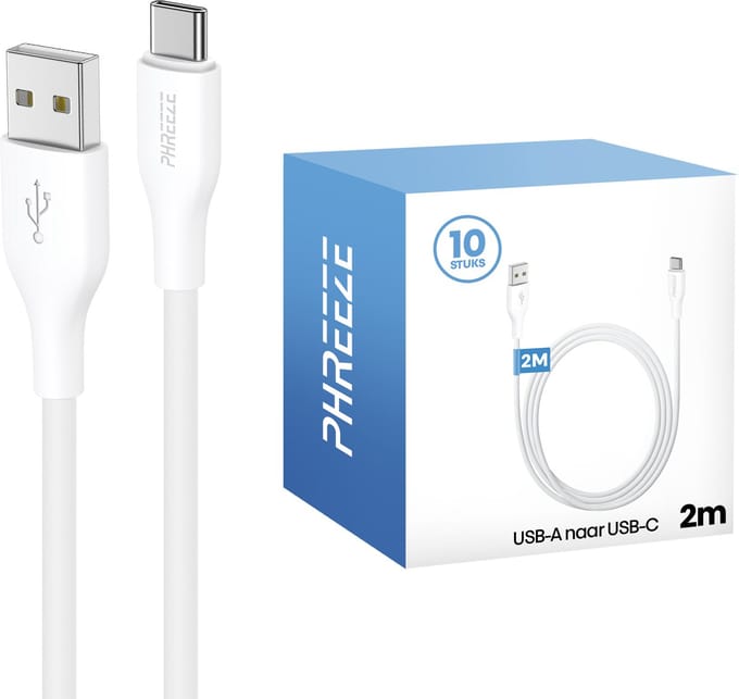 Multipack usb naar usb C kabels 2m - Charging cables - 10 pack