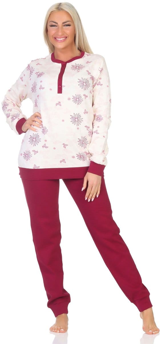 Normann damespyjama met lange interlock met manchetten in elegante look - ook in oversize