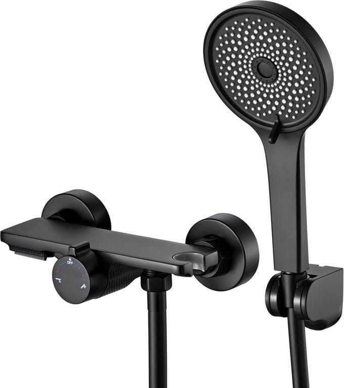 Auralum Badkraan - Mengkraan - 150 mm Hartafstand - Met handdouche - Zwart