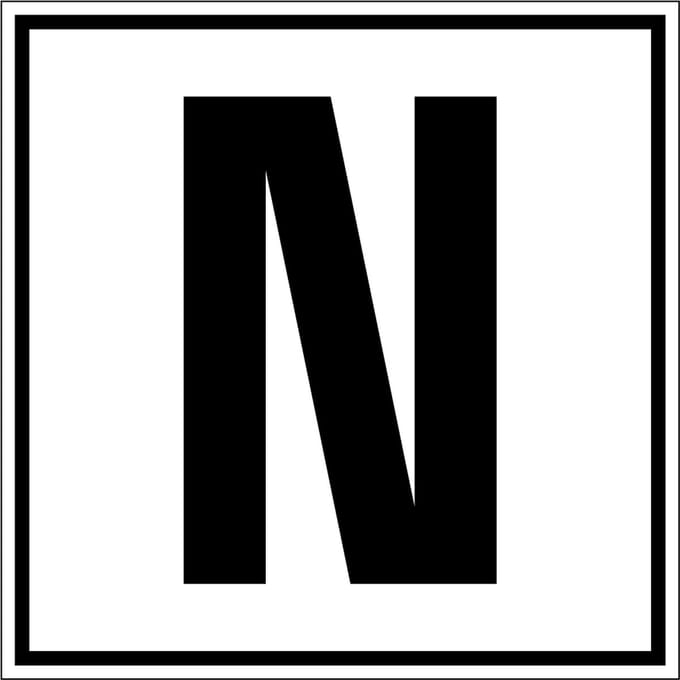 Letter bord A-Z, per stuk Letter N 150 x 150 mm