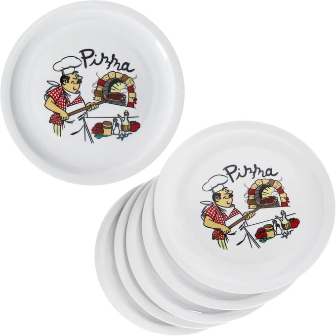 Set van 6 MARIO pizzaborden Ø 33 cm met chefdecor - 163426