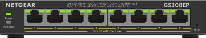 NETGEAR GS308EP - Netwerk Switch - Plus Managed - 1 Gbps - PoE Switch - 8 poorten
